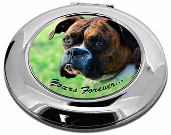 Brindle and White Boxer Dog "Yours Forever..." Make-Up Round Compact Mirror