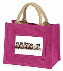 Boxer Dog Puppies Little Girls Small Pink Jute Shopping Bag