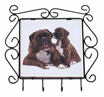 Boxer Dog Puppy Wrought Iron Key Holder Hooks