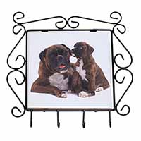 Boxer Dog Puppy Wrought Iron Key Holder Hooks