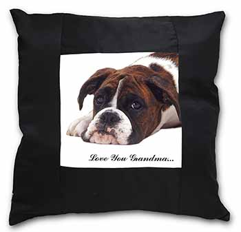 Boxer Dogs Grandma Gift Black Satin Feel Scatter Cushion