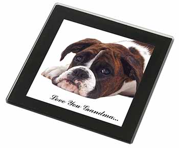 Boxer Dogs Grandma Gift Black Rim High Quality Glass Coaster