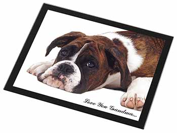 Boxer Dogs Grandma Gift Black Rim High Quality Glass Placemat