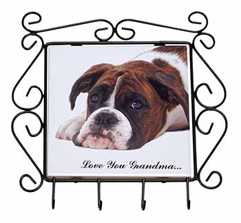 Boxer Dogs Grandma Gift Wrought Iron Key Holder Hooks