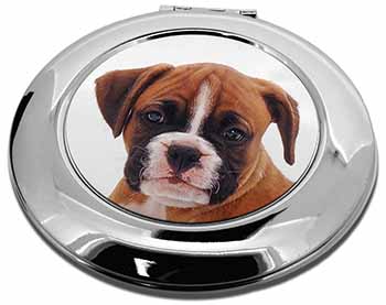 Red and White Boxer Puppy Make-Up Round Compact Mirror