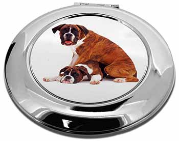 Boxer Dog with Puppy Make-Up Round Compact Mirror