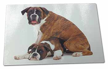 Large Glass Cutting Chopping Board Boxer Dog with Puppy