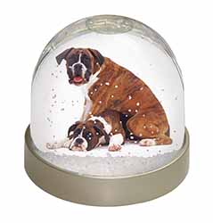 Boxer Dog with Puppy Snow Globe Photo Waterball