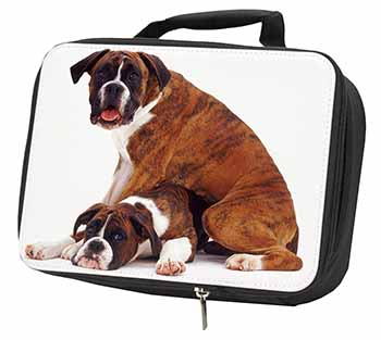 Boxer Dog with Puppy Black Insulated School Lunch Box/Picnic Bag