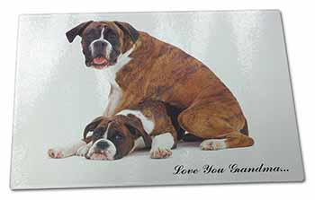 Large Glass Cutting Chopping Board Boxer Dogs 