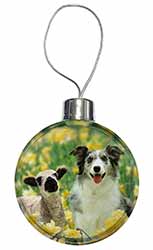 Border Collie Dog and Lamb Christmas Bauble