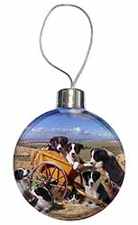 Border Collie in Wheelbarrow Christmas Bauble