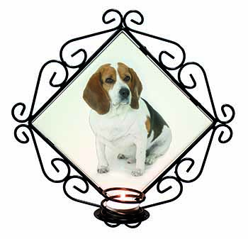 Beagle Dog Wrought Iron Wall Art Candle Holder