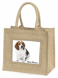 Beagle Dog "Yours Forever..." Natural/Beige Jute Large Shopping Bag