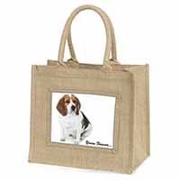 Beagle Dog "Yours Forever..." Natural/Beige Jute Large Shopping Bag