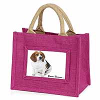 Beagle Dog "Yours Forever..." Little Girls Small Pink Jute Shopping Bag