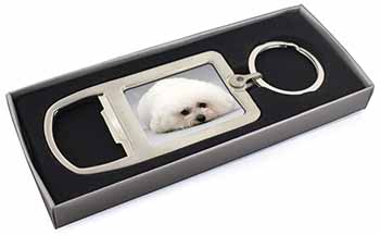 Bichon Frise Dog Chrome Metal Bottle Opener Keyring in Box