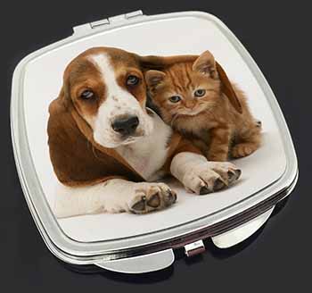 Basset Hound Dog and Cat Make-Up Compact Mirror