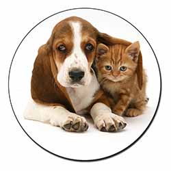 Basset Hound Dog and Cat Fridge Magnet Printed Full Colour