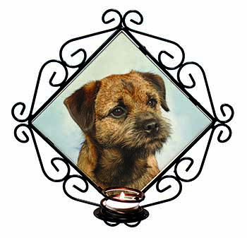 Border Terrier Wrought Iron Wall Art Candle Holder