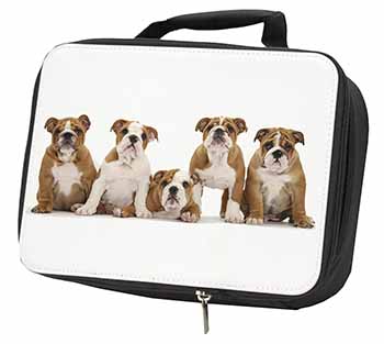 Bulldog Puppy Dogs Black Insulated School Lunch Box/Picnic Bag