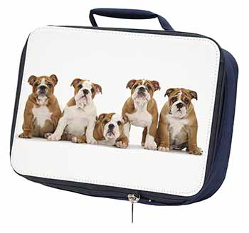 Bulldog Puppy Dogs Navy Insulated School Lunch Box/Picnic Bag