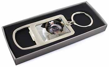 Bulldog "Yours Forever..." Chrome Metal Bottle Opener Keyring in Box