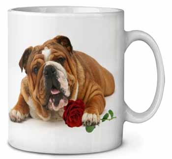 Red Bulldog with Red Rose Ceramic Coffee Mug/Tea Cup