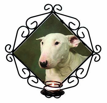 Bull Terrier Dog Wrought Iron Wall Art Candle Holder