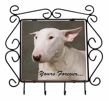 Bull Terrier Dog "Yours Forever" Wrought Iron Key Holder Hooks