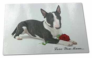 Large Glass Cutting Chopping Board Bull Terrier+Rose 