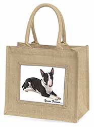 Brindle and White Bull Terrier "Yours Forever..." Natural/Beige Jute Large Shopp