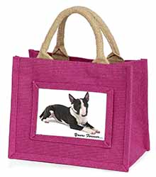 Brindle and White Bull Terrier "Yours Forever..." Little Girls Small Pink Jute S