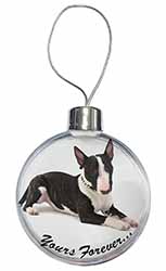 Brindle and White Bull Terrier "Yours Forever..." Christmas Bauble