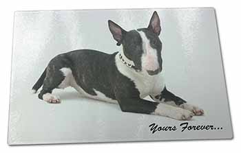 Large Glass Cutting Chopping Board Brindle and White Bull Terrier "Yours Forever