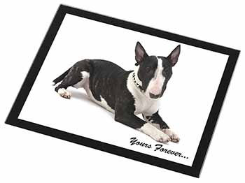 Brindle and White Bull Terrier "Yours Forever..." Black Rim High Quality Glass P