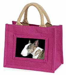 A Beautiful Brindle Bull Terrier Little Girls Small Pink Jute Shopping Bag