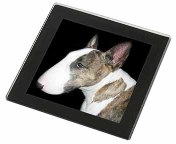 A Beautiful Brindle Bull Terrier Black Rim High Quality Glass Coaster