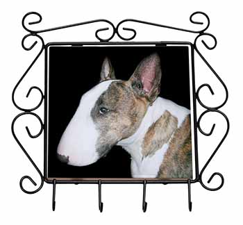 A Beautiful Brindle Bull Terrier Wrought Iron Key Holder Hooks