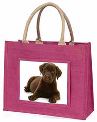 Chesapeake Bay Retriever Dog Large Pink Jute Shopping Bag