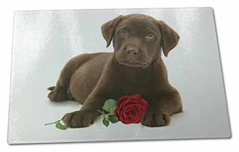 Large Glass Cutting Chopping Board Chesapeake Bay Retriever with Rose