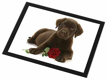 Chesapeake Bay Retriever with Rose Black Rim High Quality Glass Placemat