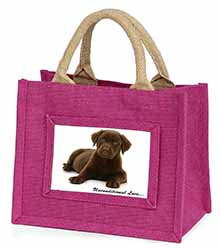 Chesapeake Bay Retriever-Love Little Girls Small Pink Jute Shopping Bag