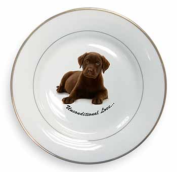 Chesapeake Bay Retriever-Love Gold Rim Plate Printed Full Colour in Gift Box