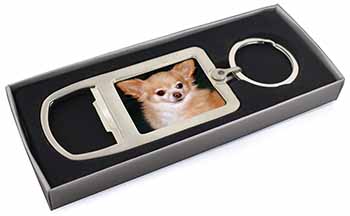 Chihuahua Dog Chrome Metal Bottle Opener Keyring in Box