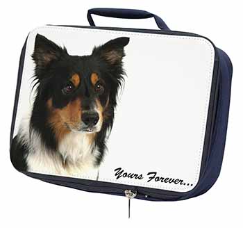 Tri-colour Border Collie Dog "Yours Forever..." Navy Insulated School Lunch Box/