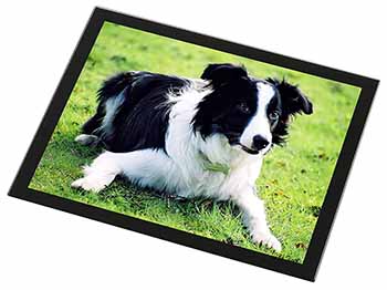 Border Collie Dog Black Rim High Quality Glass Placemat