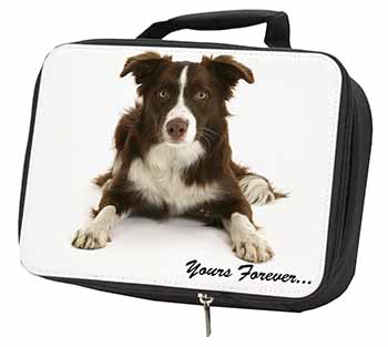 Liver and White Border Collie "Yours Forever..." Black Insulated School Lunch Bo