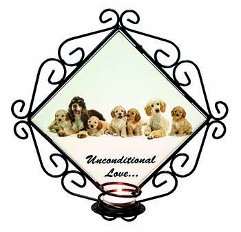 Cockerpoodles-Love- Wrought Iron Wall Art Candle Holder