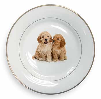 Cockerpoo Puppies Gold Rim Plate Printed Full Colour in Gift Box